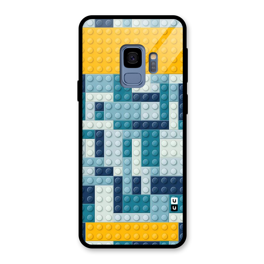Blocks Blues Glass Back Case for Galaxy S9