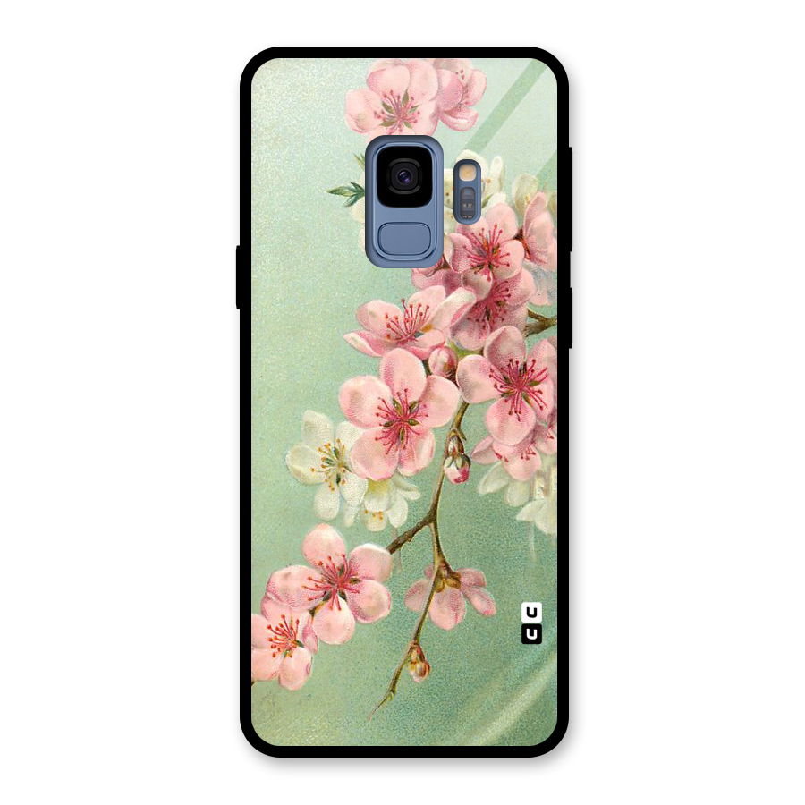 Blossom Cherry Design Glass Back Case for Galaxy S9