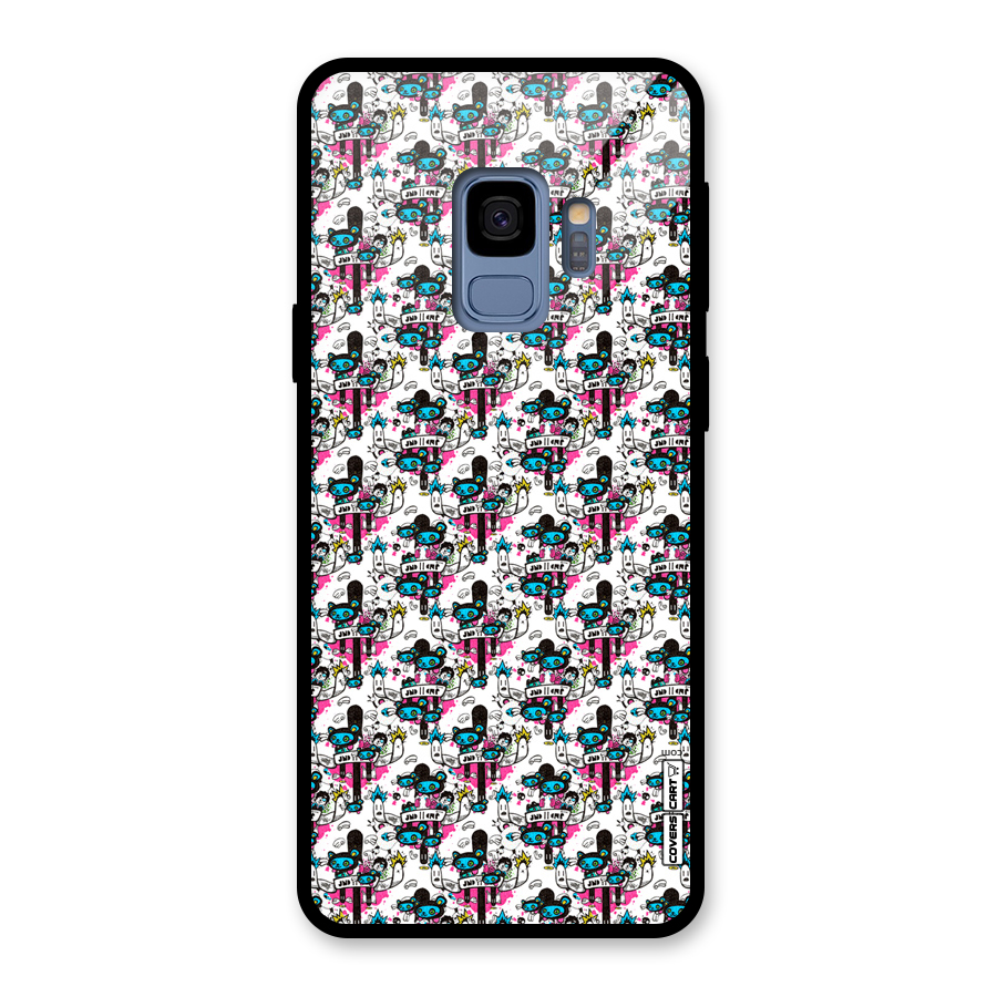 Blue Pink Pattern Glass Back Case for Galaxy S9