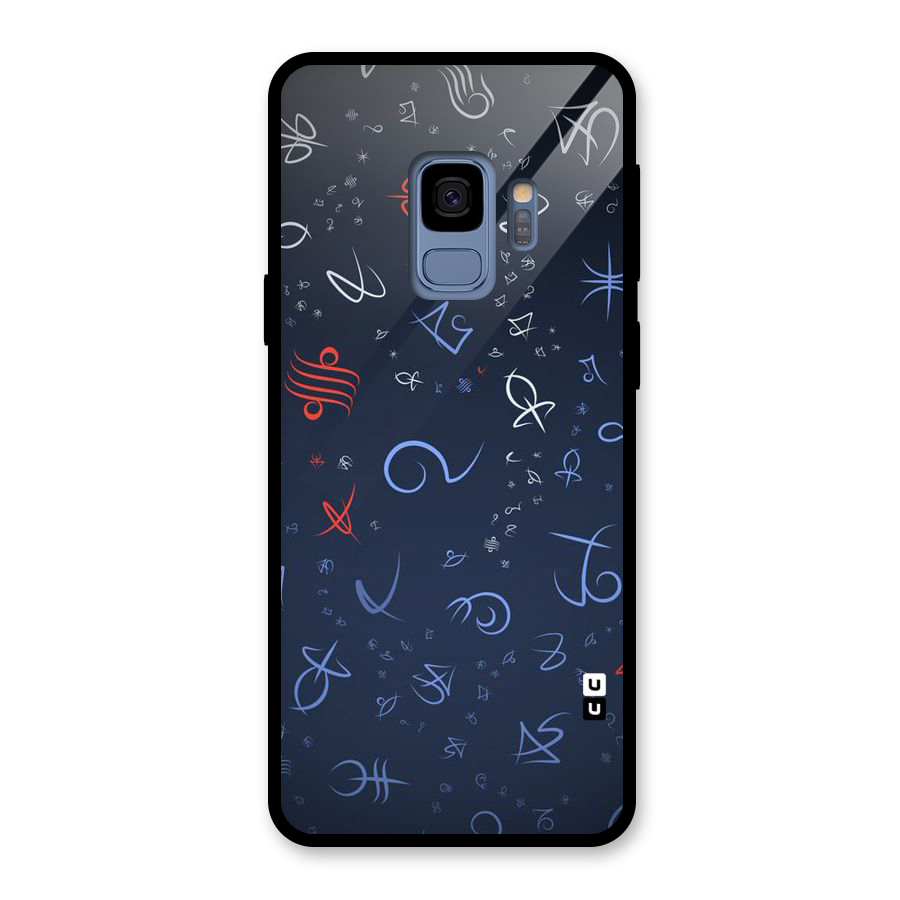 Blue Symbols Glass Back Case for Galaxy S9