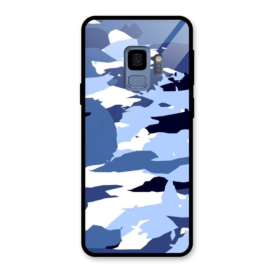 Blue White Canvas Glass Back Case for Galaxy S9