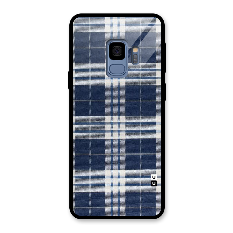 Blue White Check Glass Back Case for Galaxy S9