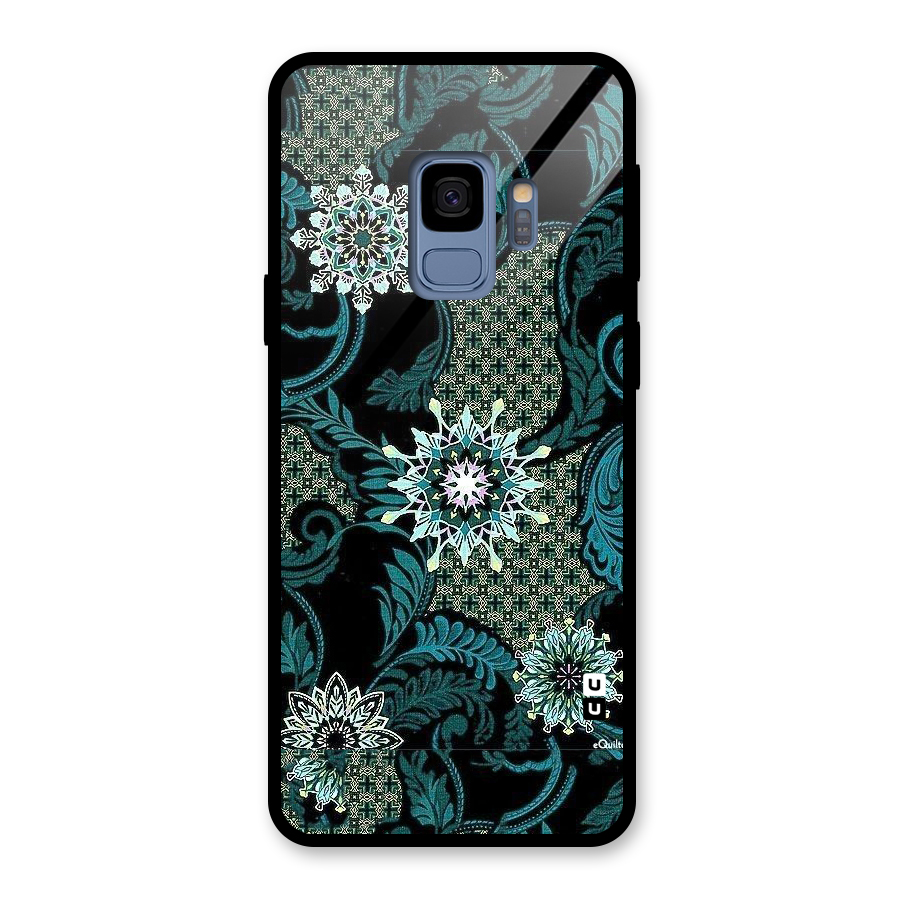 Bottle Green Floral Glass Back Case for Galaxy S9