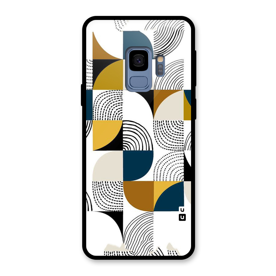 Boxes Pattern Glass Back Case for Galaxy S9