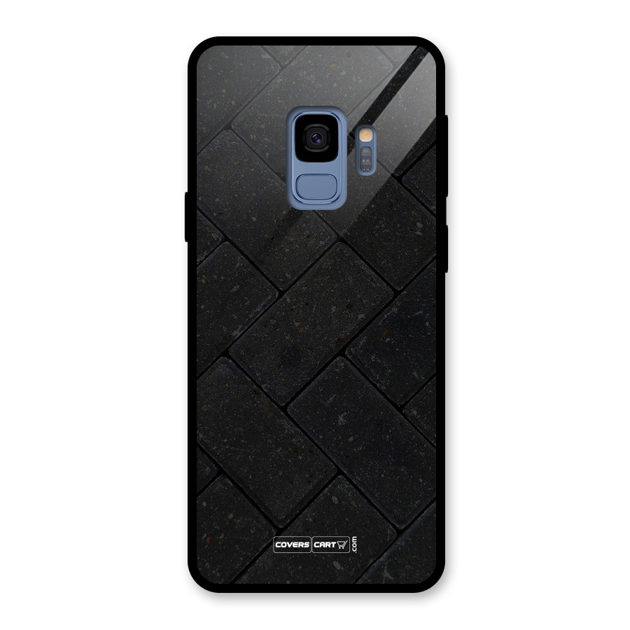 Bricks Pattern Glass Back Case for Galaxy S9
