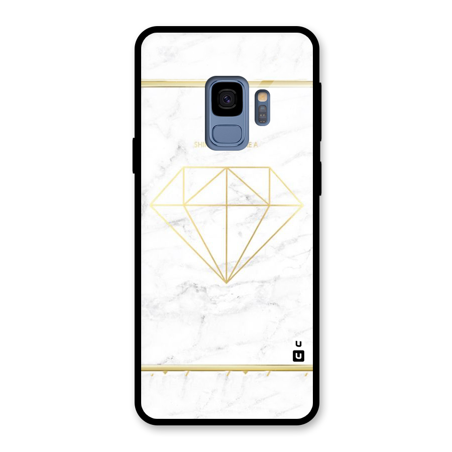 Bright Gold Diamond Glass Back Case for Galaxy S9