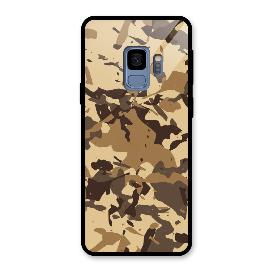 Brown Camouflage Army Glass Back Case for Galaxy S9