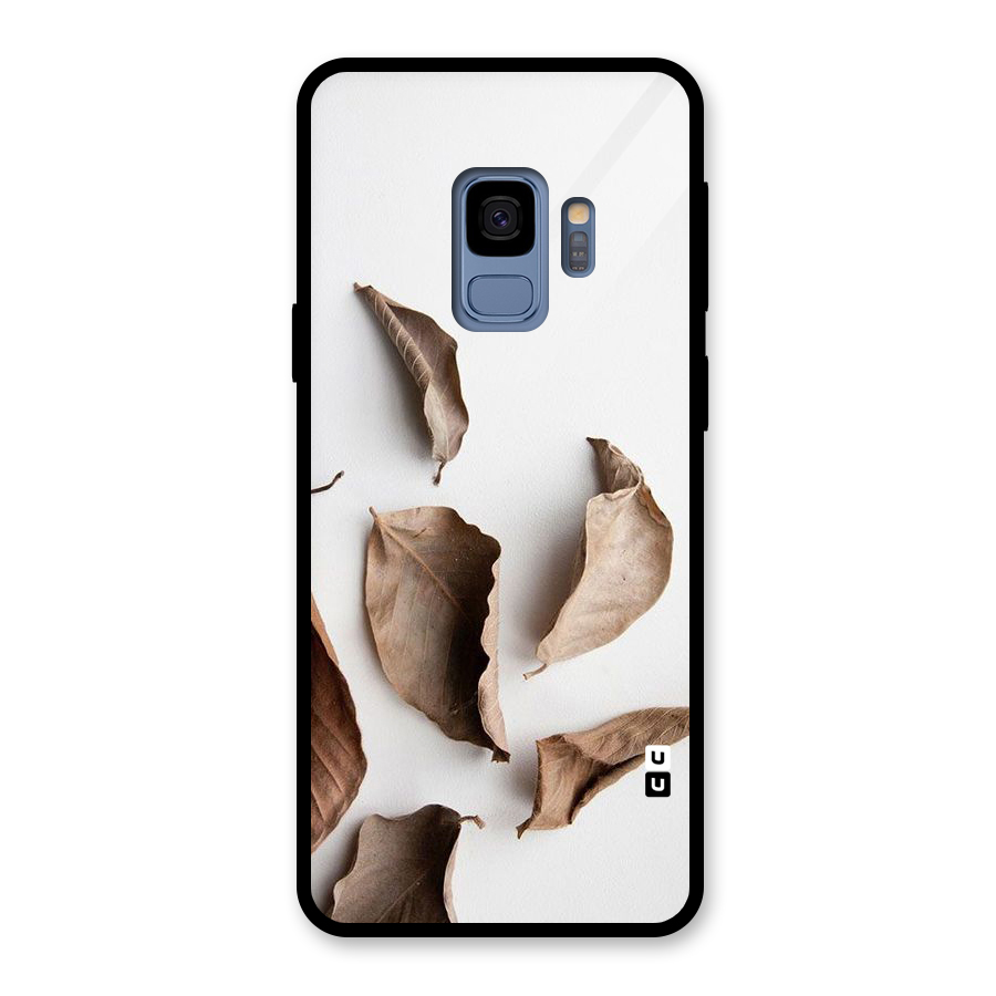 Brown Dusty Leaves Glass Back Case for Galaxy S9
