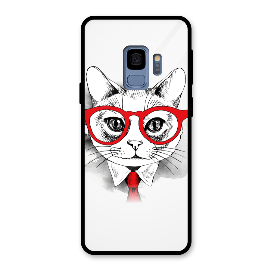 Business Cat Glass Back Case for Galaxy S9