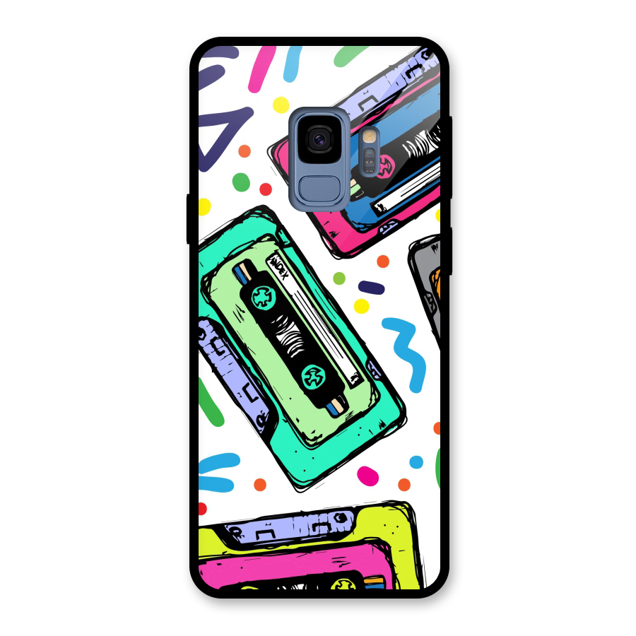 Cassette Pattern Glass Back Case for Galaxy S9