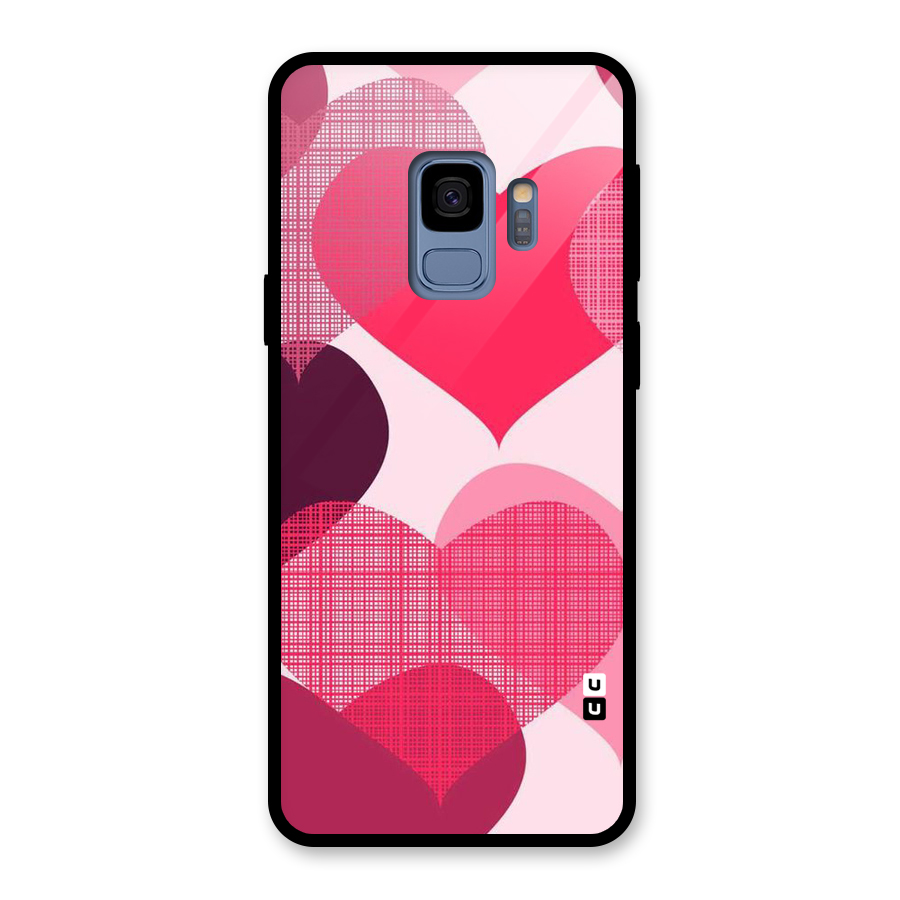 Check Pink Hearts Glass Back Case for Galaxy S9