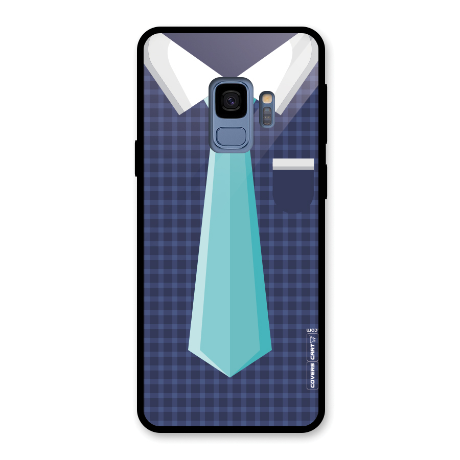 Checked Shirt Tie Glass Back Case for Galaxy S9