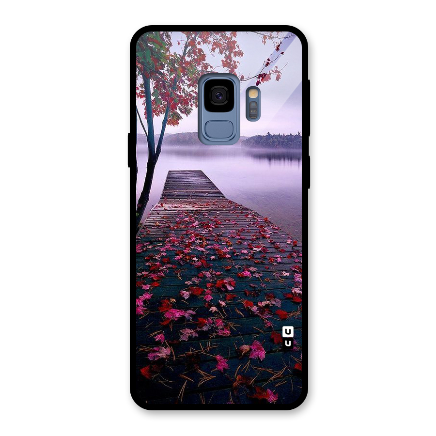 Cherry Blossom Dock Glass Back Case for Galaxy S9