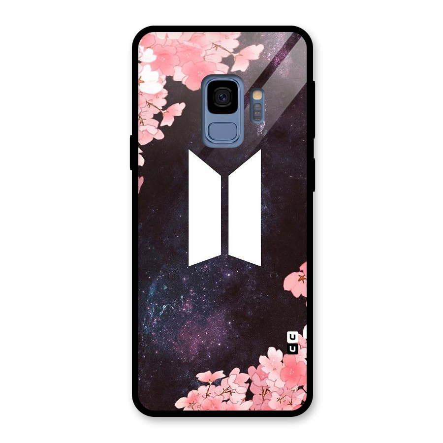 Cherry Blossom Pause Design Glass Back Case for Galaxy S9