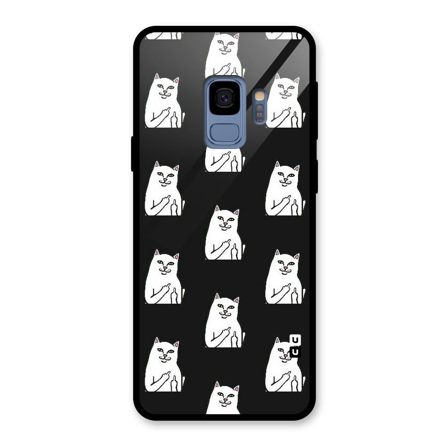 Chill Cat Pattern Glass Back Case for Galaxy S9