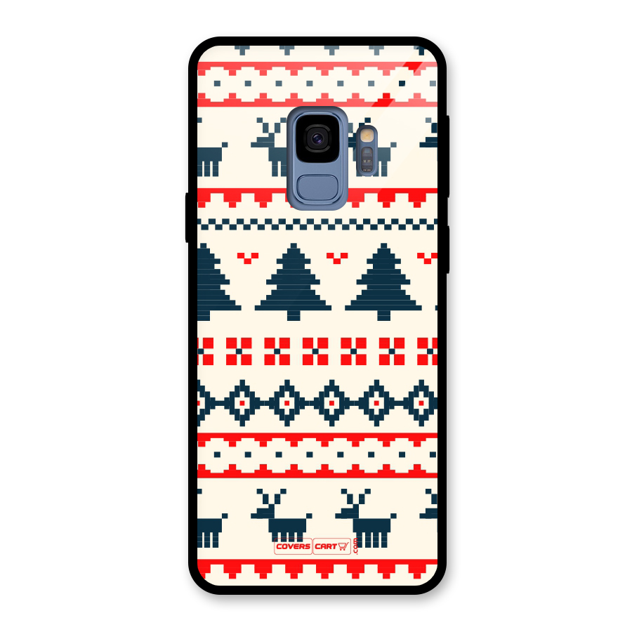 Christmas Design Pattern Glass Back Case for Galaxy S9