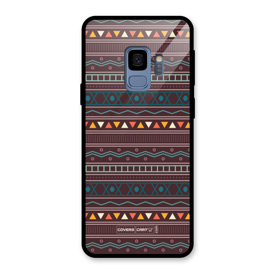 Classic Aztec Pattern Glass Back Case for Galaxy S9