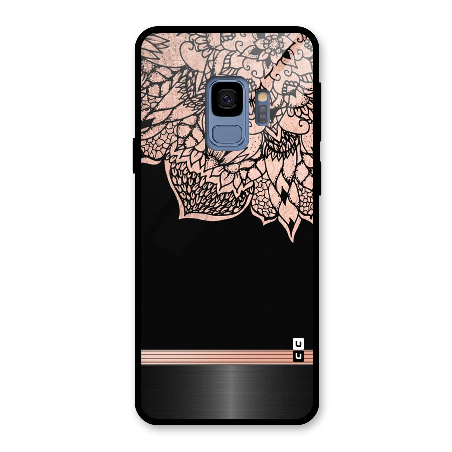 Classic Black Sleak Design Glass Back Case for Galaxy S9