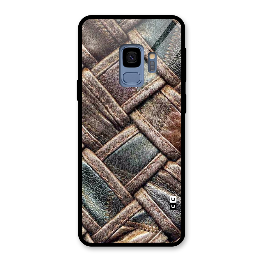 Classic Leather Belt Design Glass Back Case for Galaxy S9