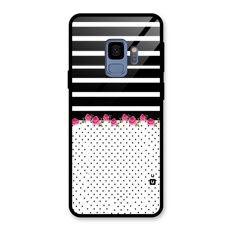 Classic Polka Stripes Glass Back Case for Galaxy S9