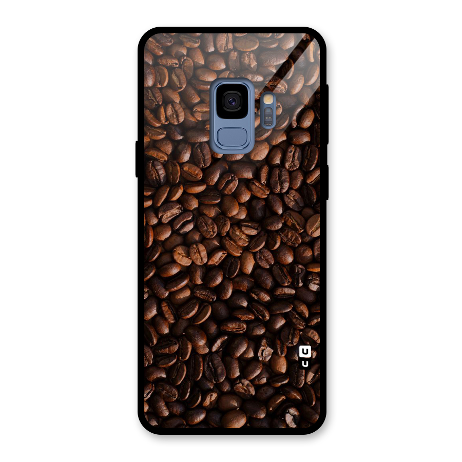 Coffee Beans Scattered Glass Back Case for Galaxy S9