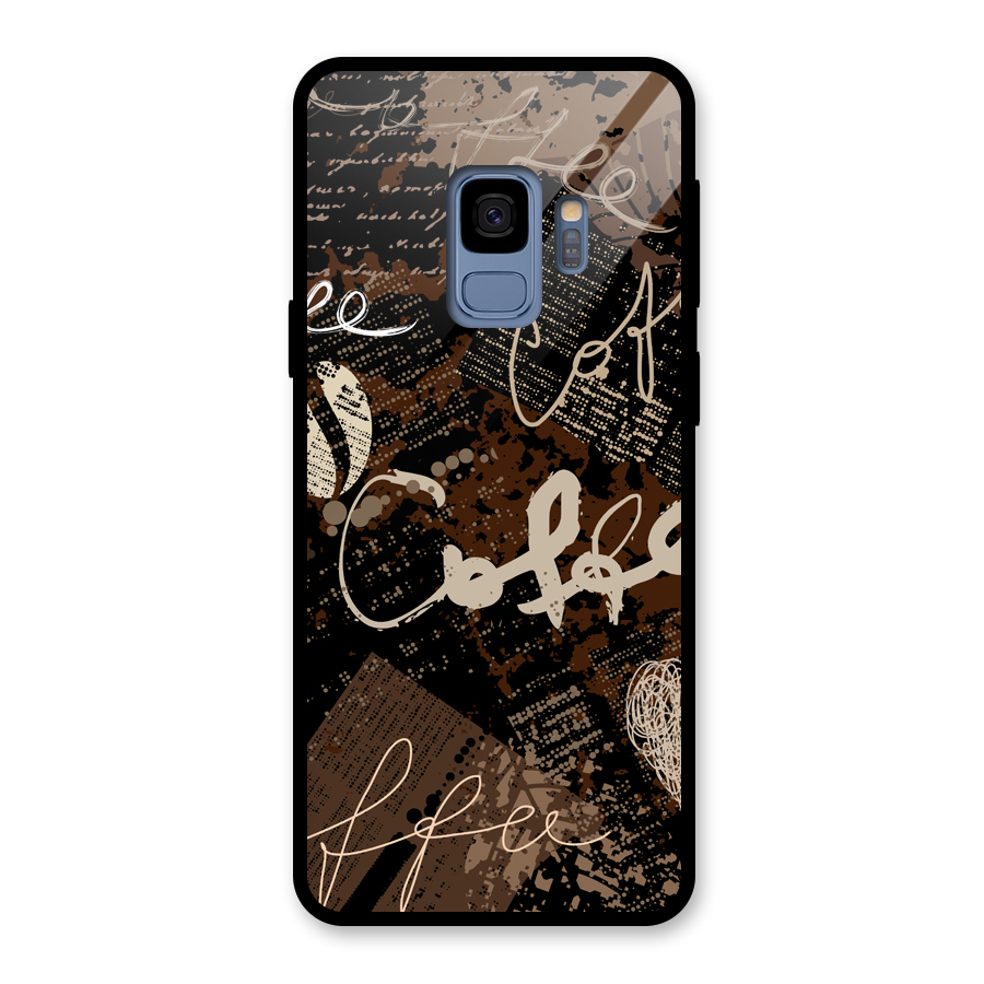 Coffee Scribbles Glass Back Case for Galaxy S9