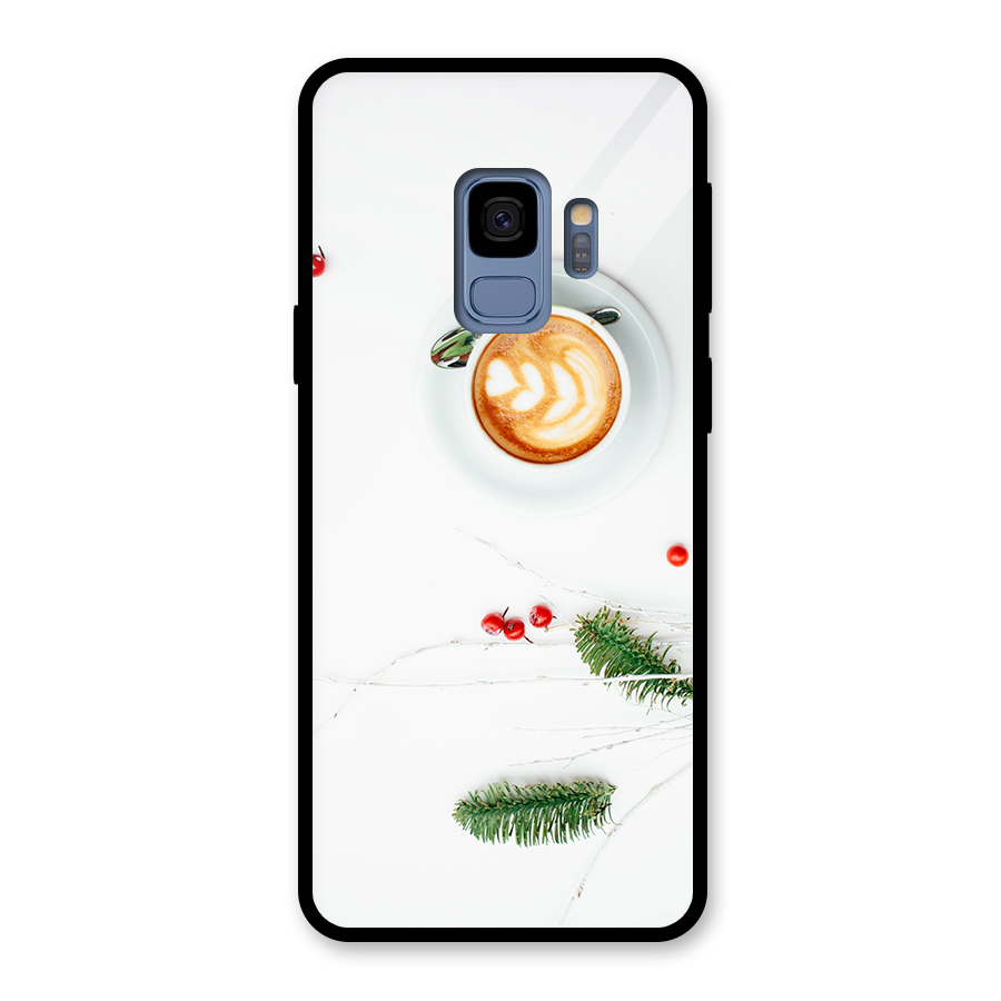 Coffee and Leafs Glass Back Case for Galaxy S9