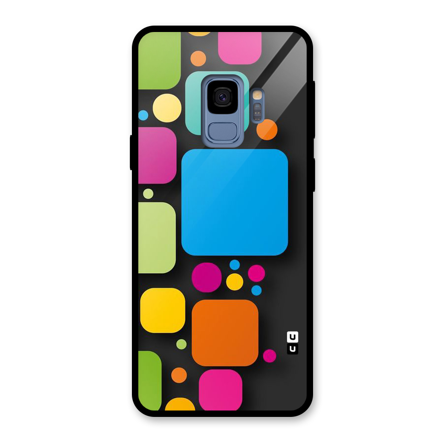 Color Boxes Abstract Glass Back Case for Galaxy S9