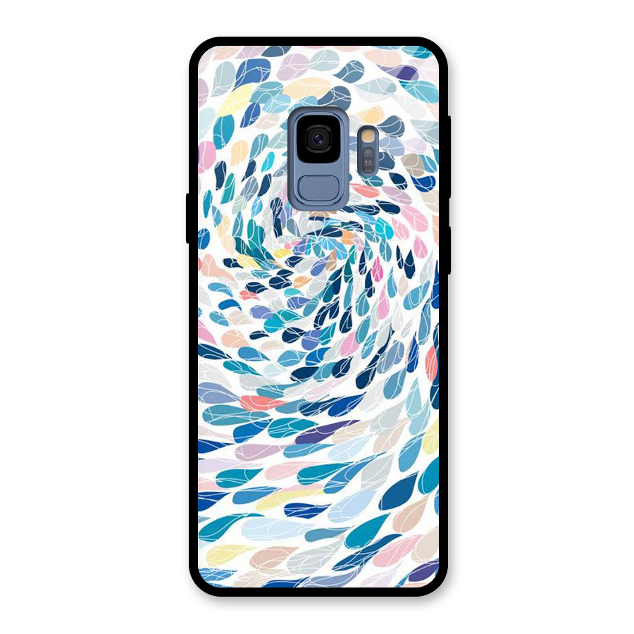 Color Droplets Swirls Glass Back Case for Galaxy S9