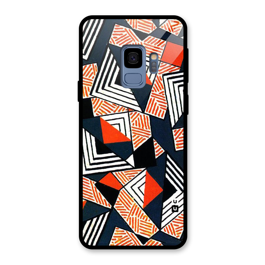 Colored Cuts Pattern Glass Back Case for Galaxy S9