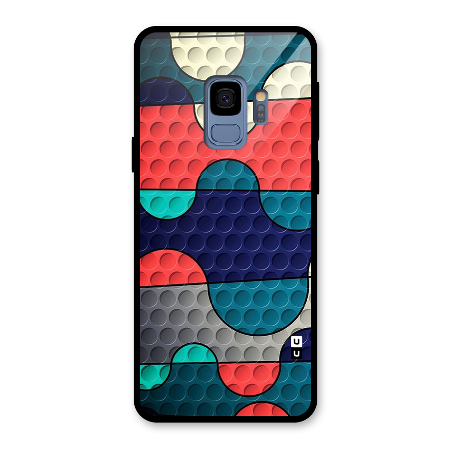 Colorful Puzzle Design Glass Back Case for Galaxy S9
