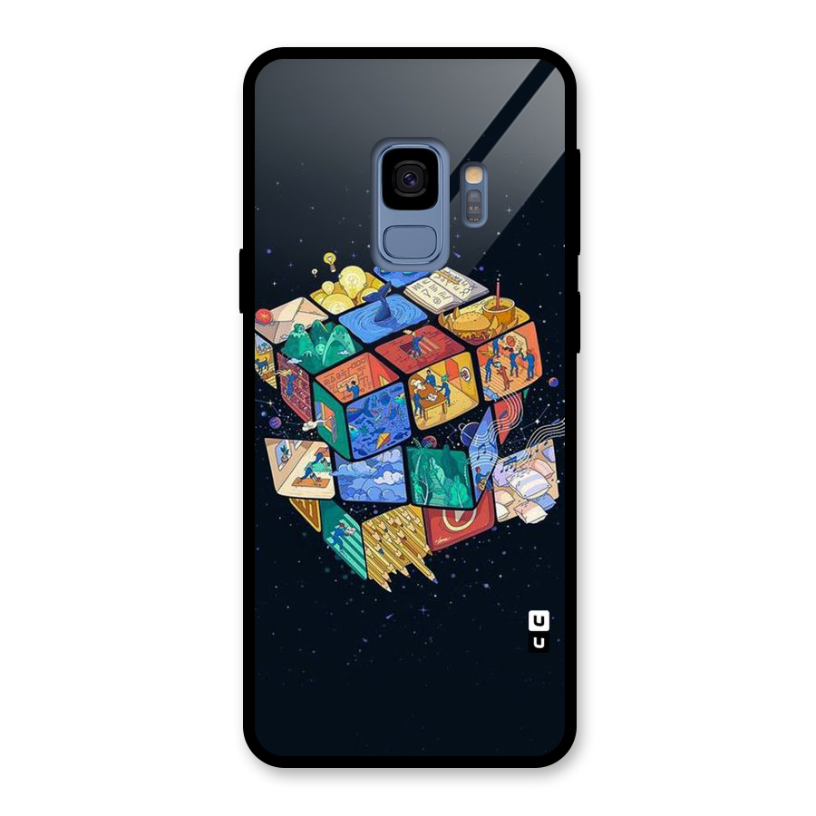 Coloured Rubic Glass Back Case for Galaxy S9