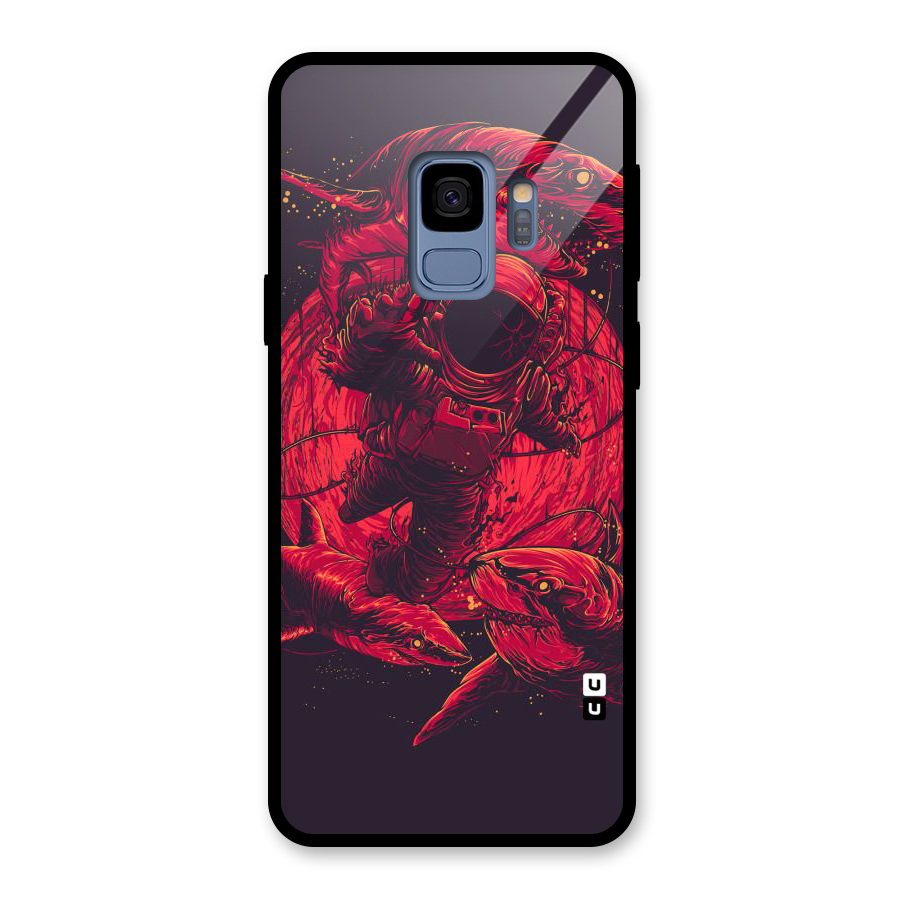 Coloured Spaceman Glass Back Case for Galaxy S9