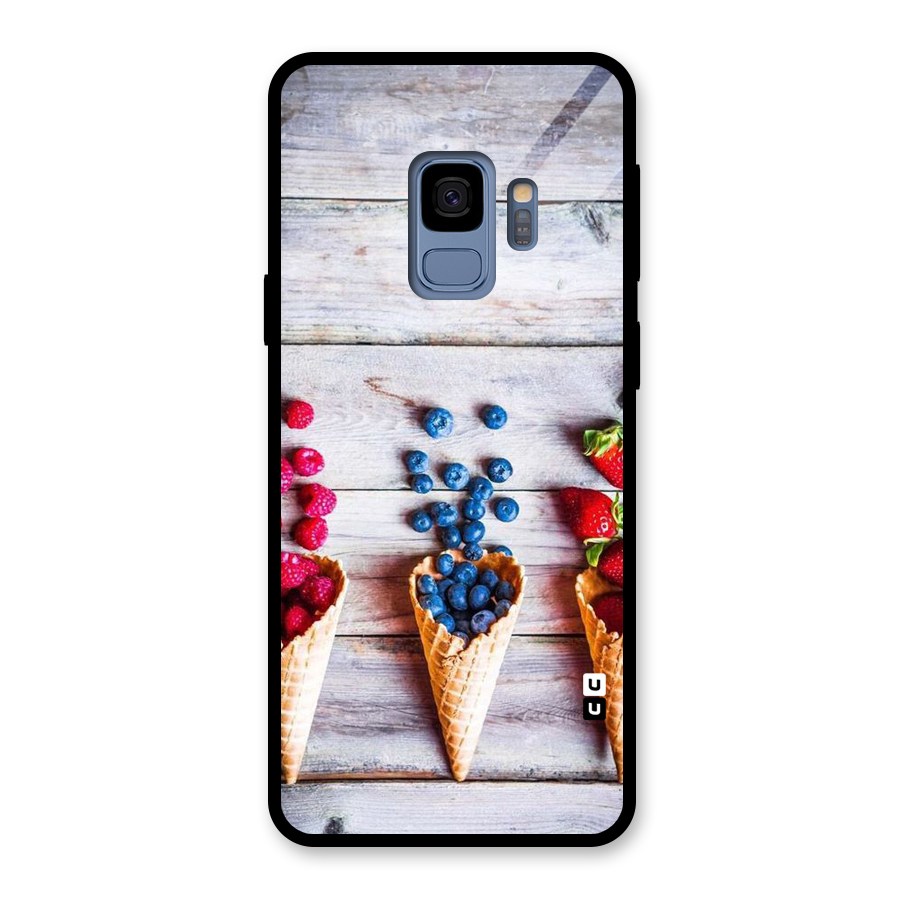 Cone Fruits Design Glass Back Case for Galaxy S9