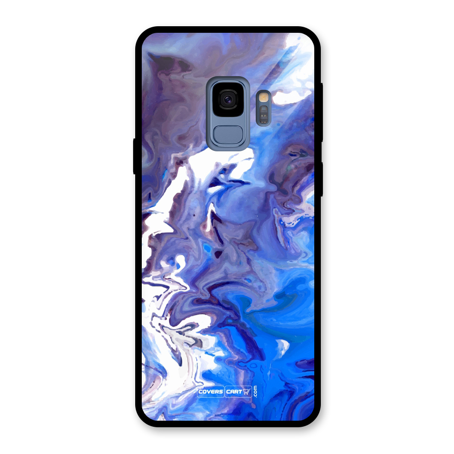Cool Blue Marble Texture Glass Back Case for Galaxy S9