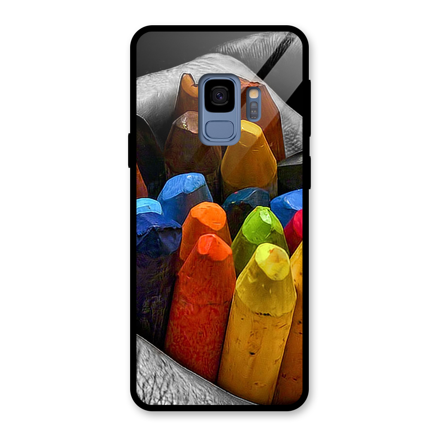 Crayons Beautiful Glass Back Case for Galaxy S9