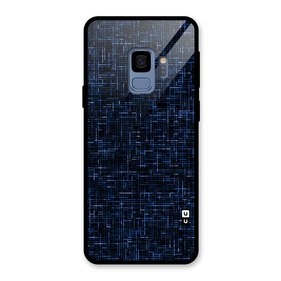 Criss Cross Blue Pattern Glass Back Case for Galaxy S9