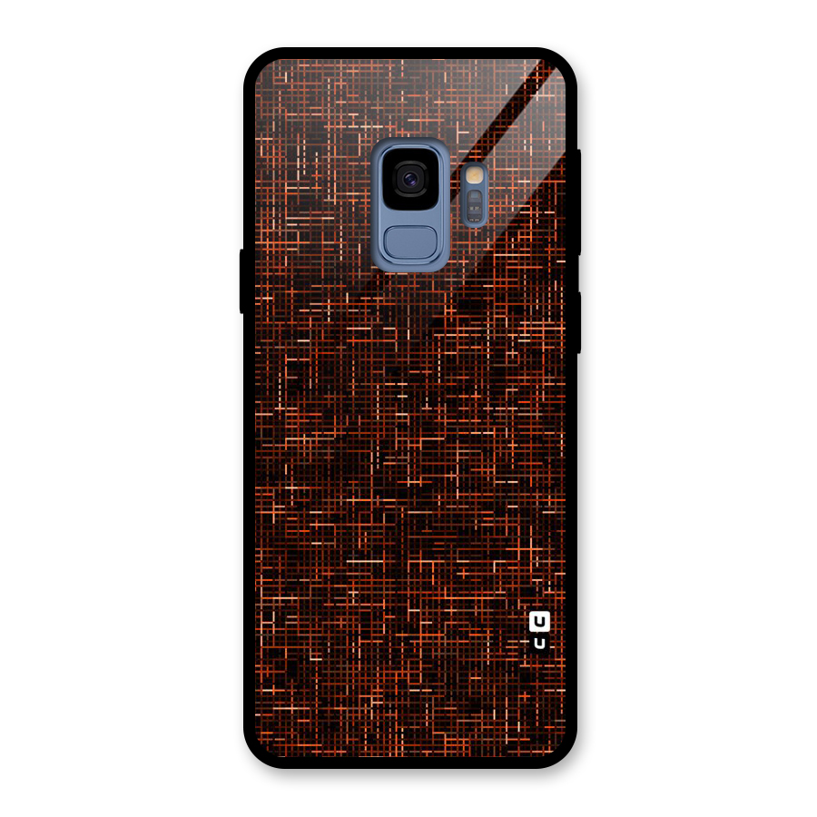 Criss Cross Brownred Pattern Glass Back Case for Galaxy S9