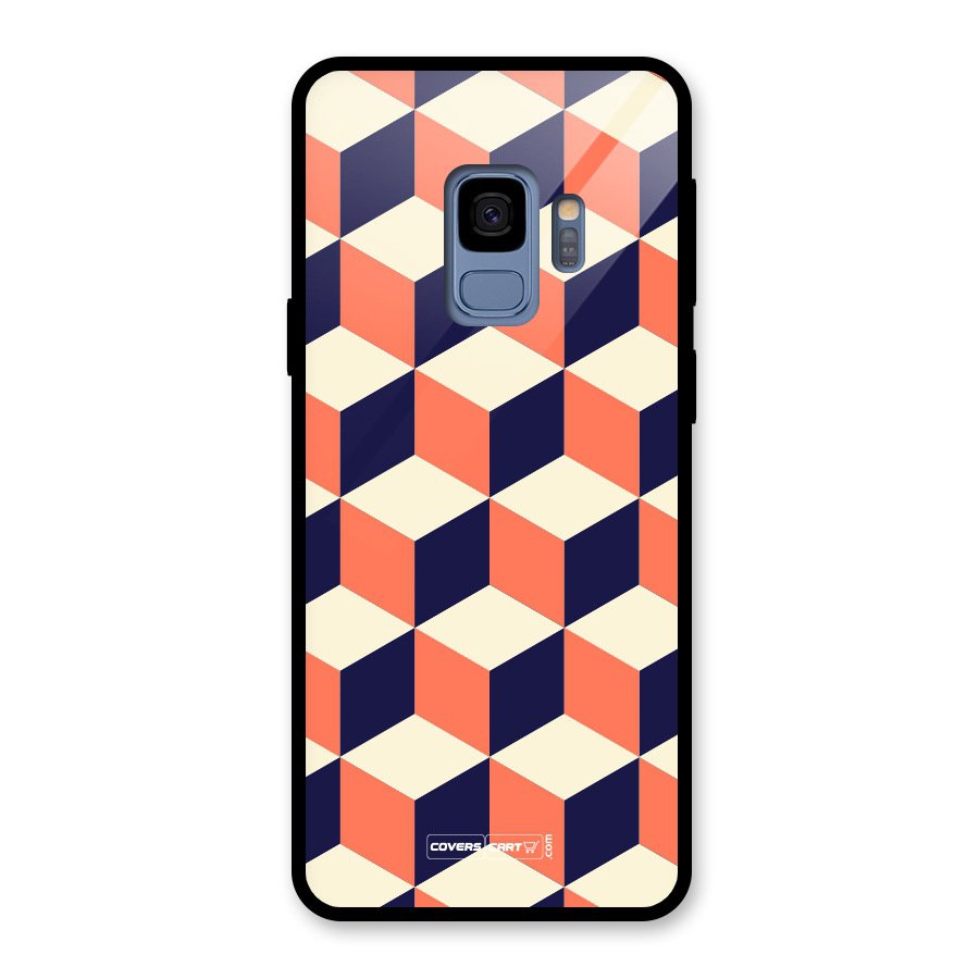 Cube Pattern Glass Back Case for Galaxy S9