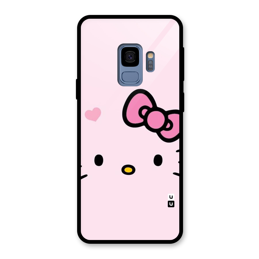 Cute Bow Face Glass Back Case for Galaxy S9