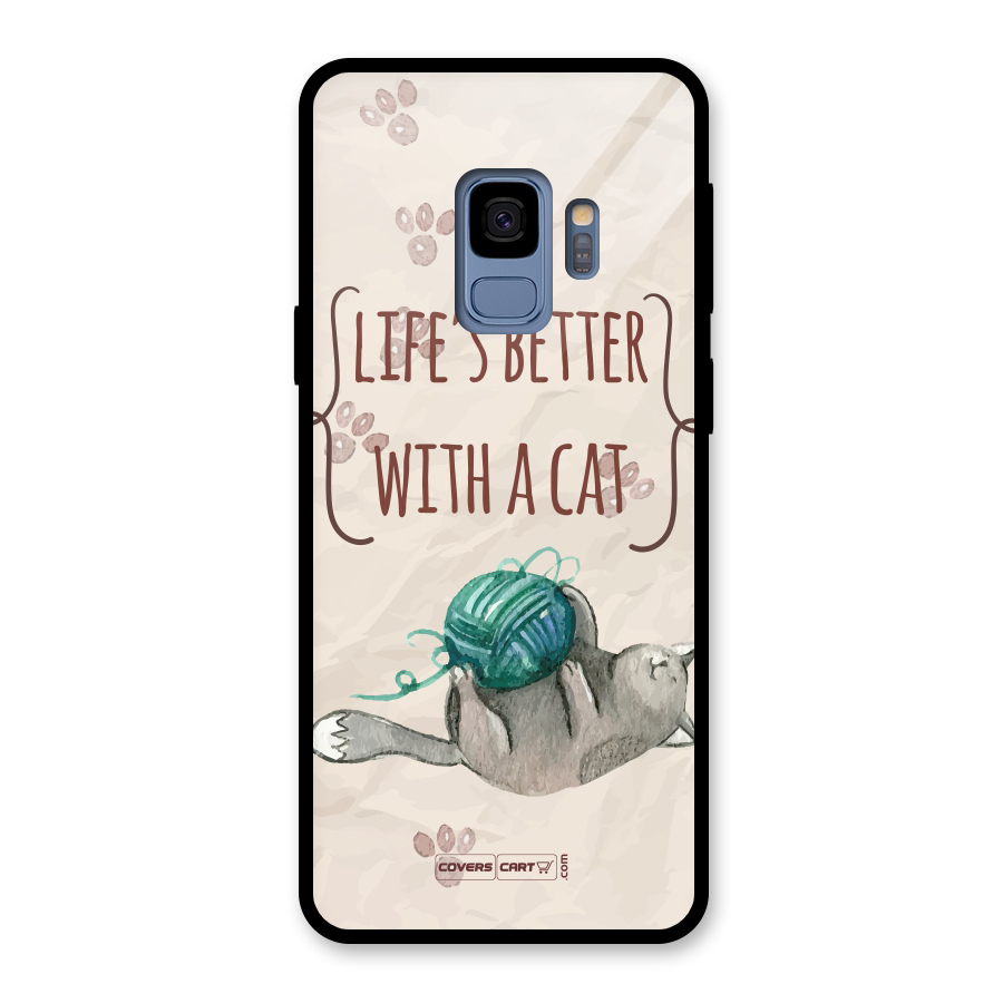 Cute Cat Glass Back Case for Galaxy S9