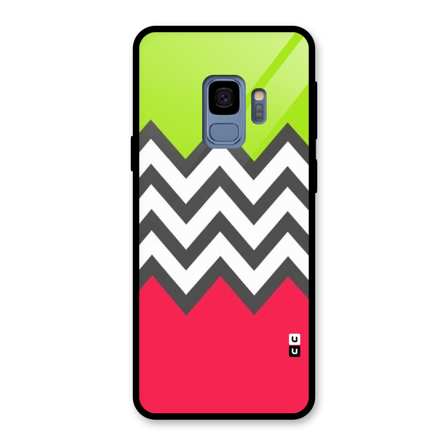 Cute Chevron Glass Back Case for Galaxy S9