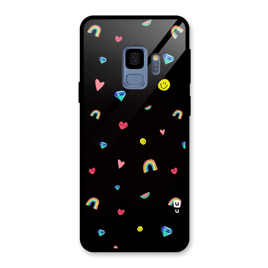 Cute Multicolor Shapes Glass Back Case for Galaxy S9