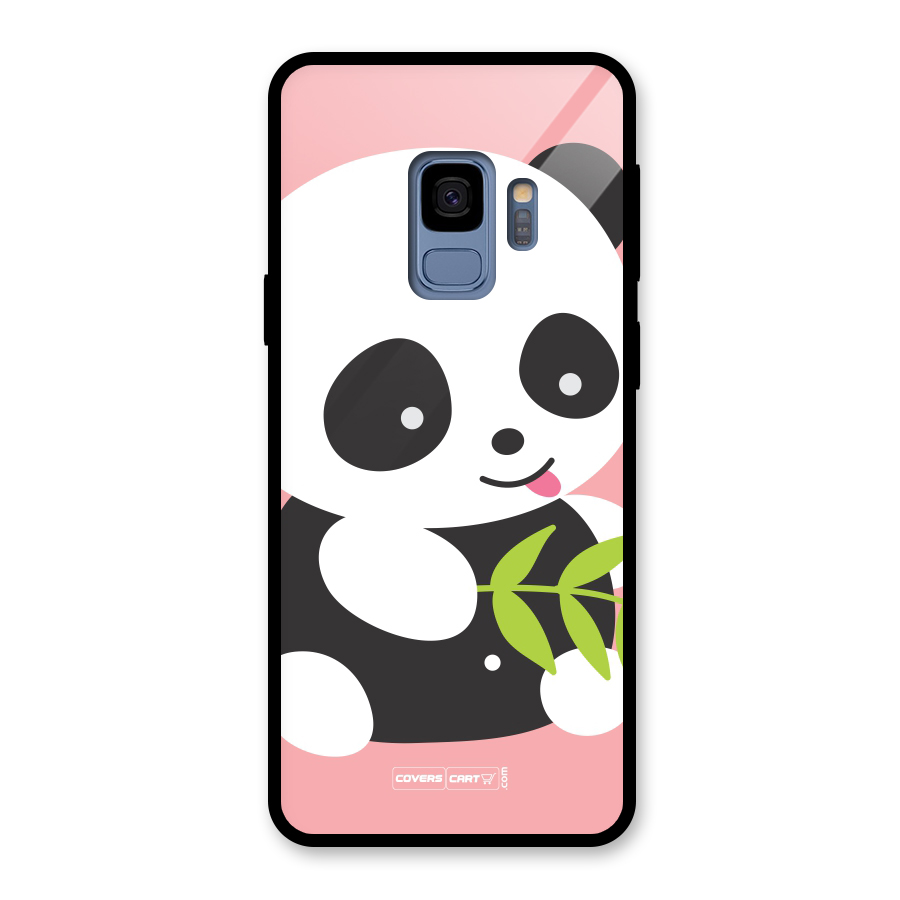 Cute Panda Pink Glass Back Case for Galaxy S9