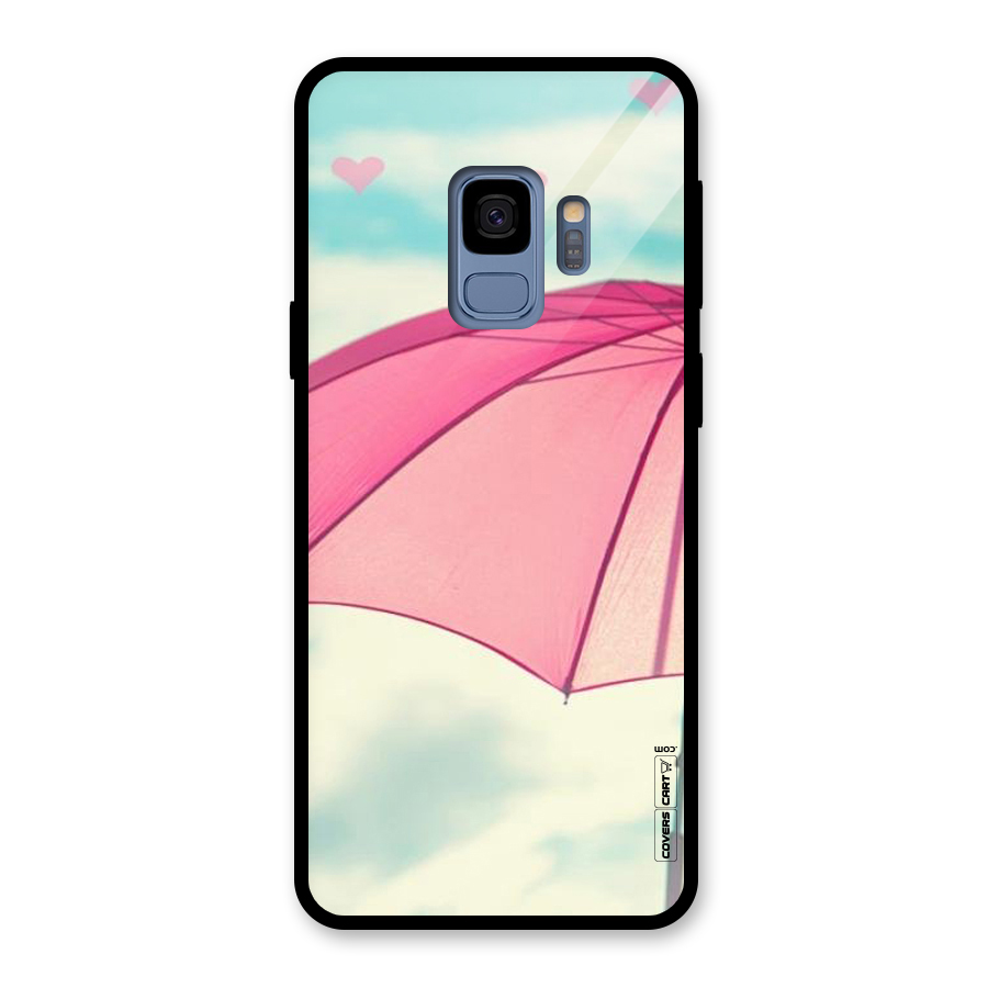 Cute Pink Umbrella Glass Back Case for Galaxy S9