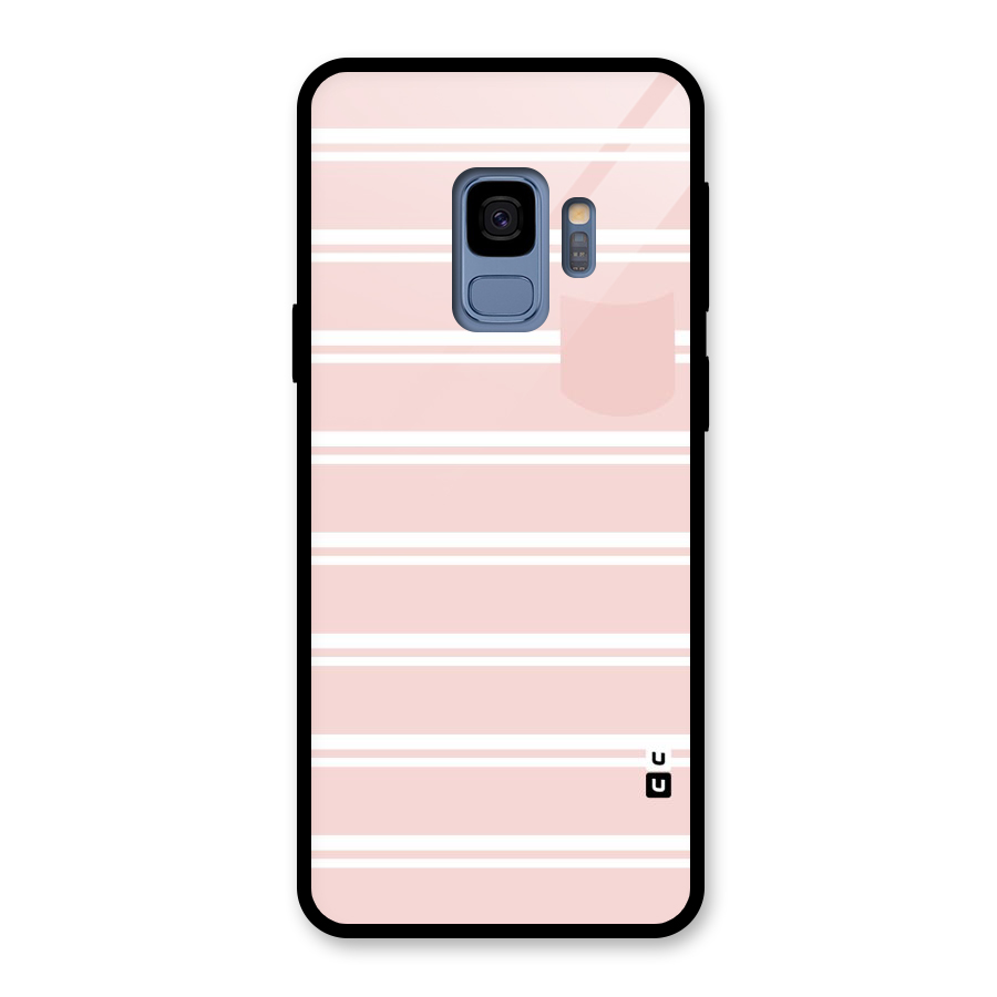 Cute Pocket Striped Glass Back Case for Galaxy S9