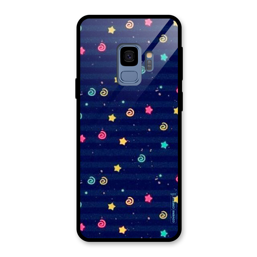 Cute Stars Design Glass Back Case for Galaxy S9