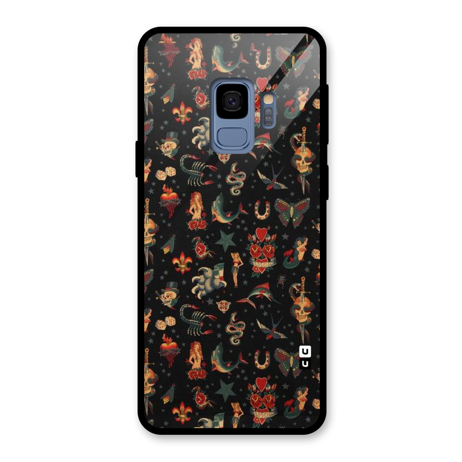 Dark Pattern Glass Back Case for Galaxy S9