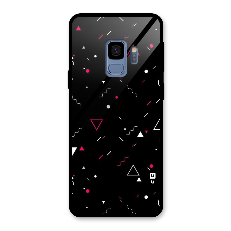 Dark Shapes Design Glass Back Case for Galaxy S9