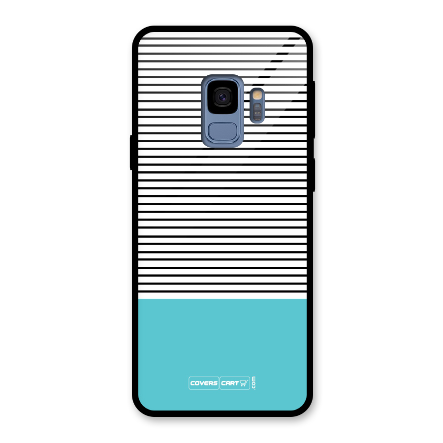 Deep Sky Blue Stripes Glass Back Case for Galaxy S9